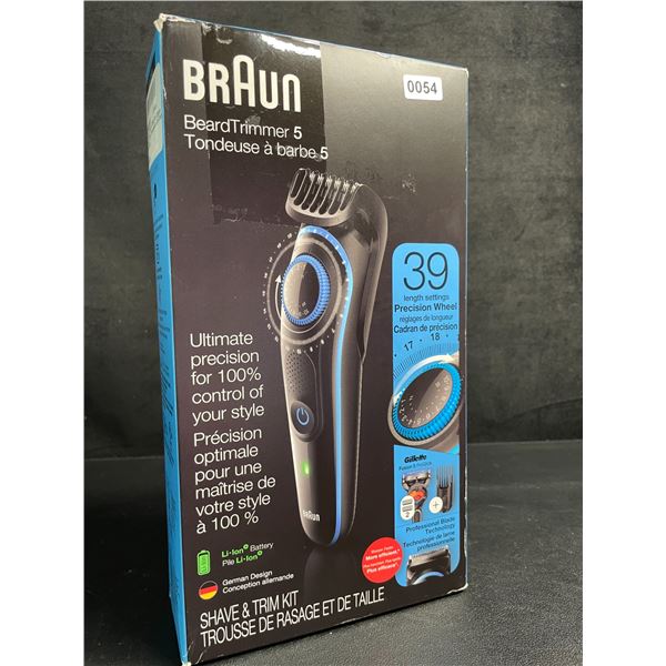 BRAUN Beard Trimmer 5 - Shave & Trim Kit; Cordless. 39 Length Settings, Fast-Charge - New Sealed!