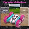 Image 10 : Pink Remote Control Double-Sided R/C Stunt Car with LED Headlights - Flip/Stunt Car Toy - Brand New