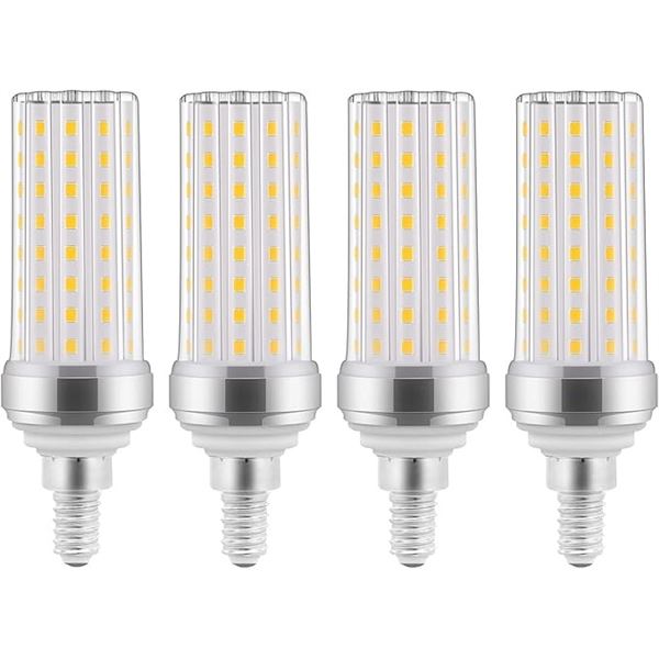 4-Pack E12 LED Bulbs; 20W Candelabra LED Light Bulbs; Warm White, 3000K - New