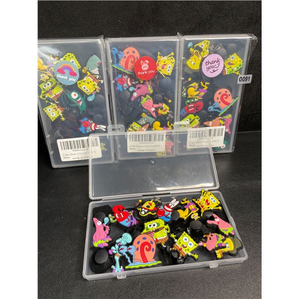 4 Packs of Spongebob Characters Crocs Shoe Charms/Jibbitz Croc Charms (20pcs Each) - New