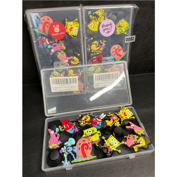 3 Packs of Spongebob Characters Crocs Shoe Charms/Jibbitz Croc Charms (20pcs Each) - New