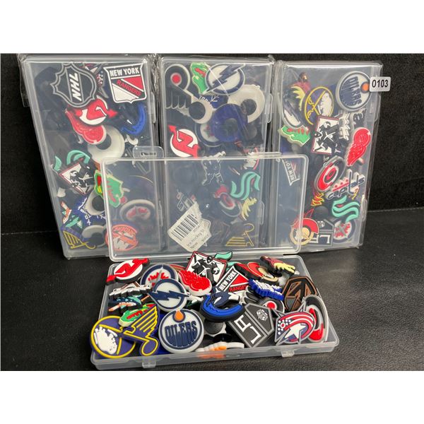 4 Packs of Assorted Hockey Team Logos Crocs Shoe Charms/Jibbitz Croc Charms (30pcs Each) - New