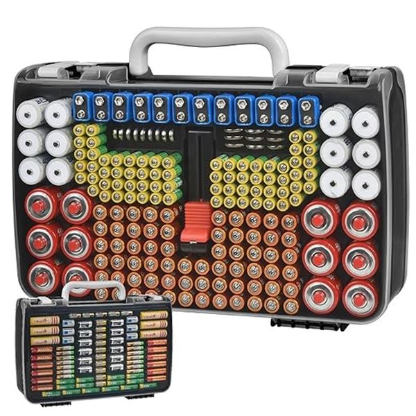 Double-Sided Battery Organizer/Battery Storage Holder Case (Holds 269PCS/Batteries) - Brand New