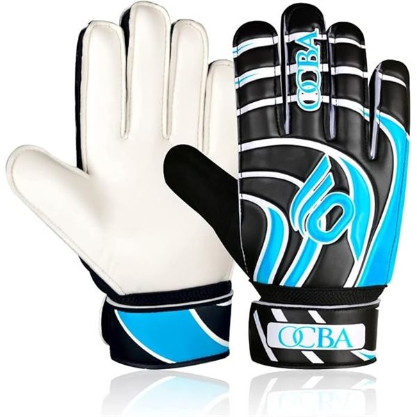 2 Pairs of OCBA Soccer Gloves for Kids/Youth - Blue & Black - Non-Slip/Wear-Resistant - New