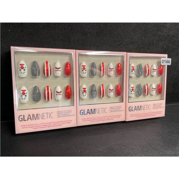 3 Packs of Glamnetic Press-On Nail Sets; Short Almond Design (Crybaby Clown Art) - New