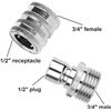 Image 3 : 8PC Pressure Washer Adapter Set - Stainless Steel M22-14mm Quick Disconnect; 3/4" to 1/2" - New