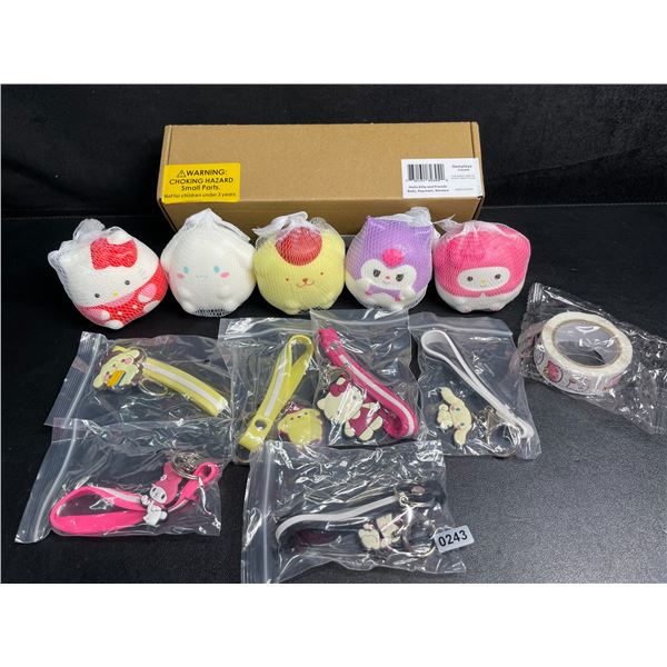 12PC Hello Kitty & Friends Squishies/Keychains/Sticker Set - New in Box