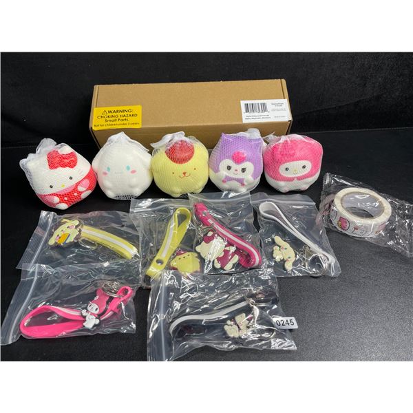 12PC Hello Kitty & Friends Squishies/Keychains/Sticker Set - New in Box