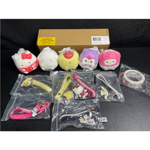 12PC Hello Kitty & Friends Squishies/Keychains/Sticker Set - New in Box