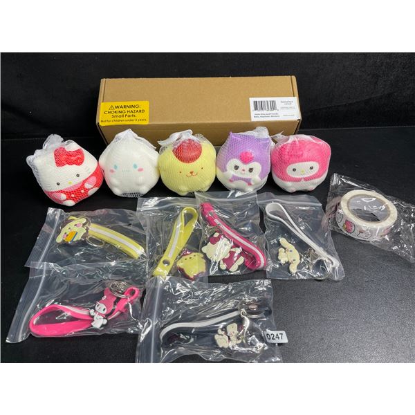 12PC Hello Kitty & Friends Squishies/Keychains/Sticker Set - New in Box