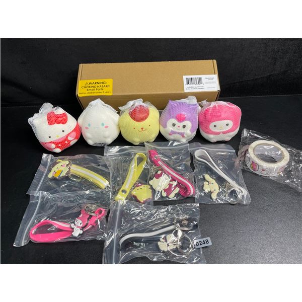 12PC Hello Kitty & Friends Squishies/Keychains/Sticker Set - New in Box