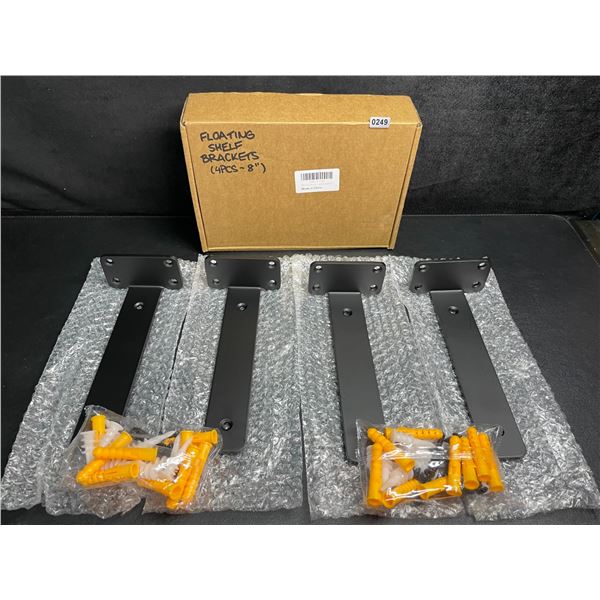 4PCS Heavy-Duty Floating Shelf Brackets; 8" Wall Mounted "L" Shelf Brackets (Black) New in Box