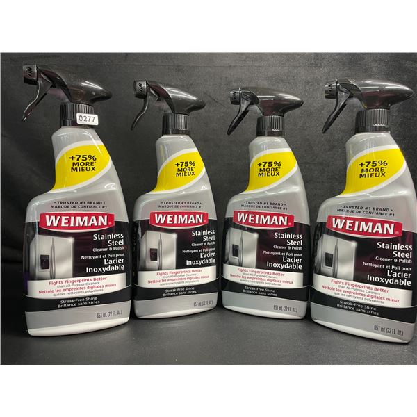 Lot of 4 Weiman Stainless Steel Cleaner & Polish Sprays (651ml) For Streak-Free Shine - New