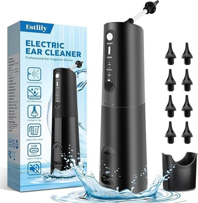 Electric Water-Powered Ear Cleaner Kit for Earwax Removal with 8 ...