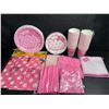Image 1 : HUGE Hello Kitty Birthday Party Supply Set (Plates, Cups, Spoons, Forks, 2x Tablecloths, Straws) New