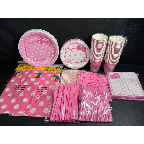 HUGE Hello Kitty Birthday Party Supply Set (Plates, Cups, Spoons, Forks, 2x Tablecloths, Straws) New