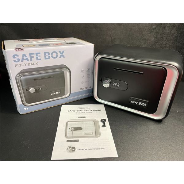 Safe Box/Keepsake Piggy Bank Box with Key/Passcode (Black) Money Safe for Kids - New