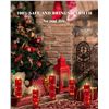 Image 5 : 5-Pack of LED Flameless Candles with Fairy String Light Design/Dancing Flame; Remote Control (Red)
