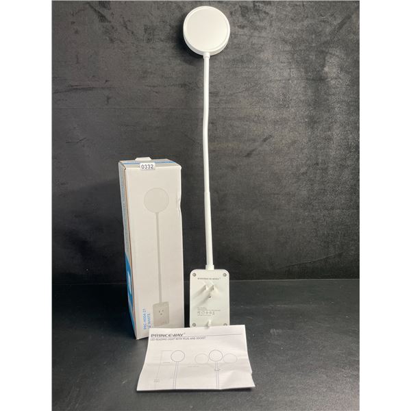 Flexible 20" LED Reading Light with Plug & Socket (Great for Nightstands/Behind Beds) White - New