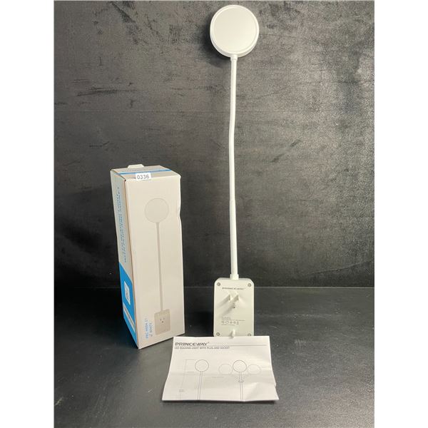 Flexible 20" LED Reading Light with Plug & Socket (Great for Nightstands/Behind Beds) White - New