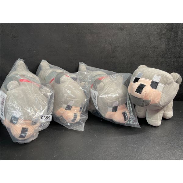 Lot of 4 Minecraft Wolf Plushies (Approx. 9" Size) Brand New!