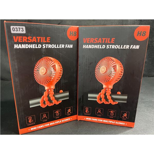 Lot of 2 Versatile Handheld Portable Cooling Fans/Stroller Fans; USB Rechargeable Design - New
