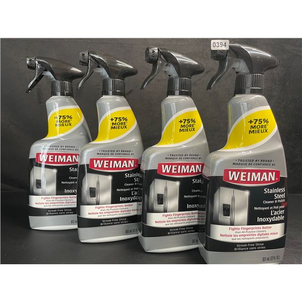 Lot of 4 Weiman Stainless Steel Cleaner & Polish Sprays (651ml) For Streak-Free Shine - New