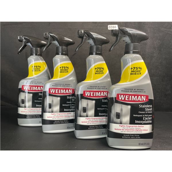 Lot of 4 Weiman Stainless Steel Cleaner & Polish Sprays (651ml) For Streak-Free Shine - New