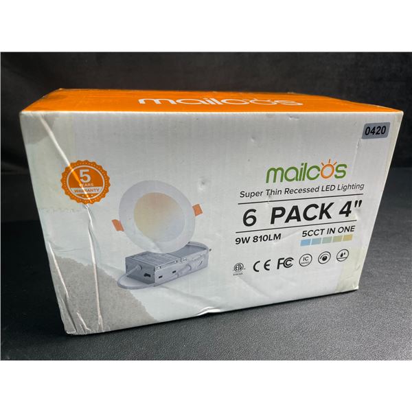 6-Pack of 4" Mailcos Super Thin Recessed LED Lights; 9W, 810LM - 5CCT In One - New Sealed