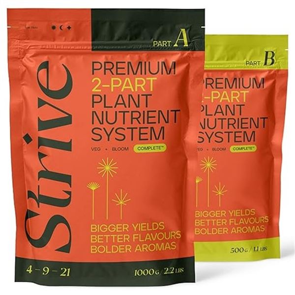 Strive Premium 2-Part Plant Fertilizer Kit - Booster for Plants/Vegetables/Flowers (Large Kit) - New