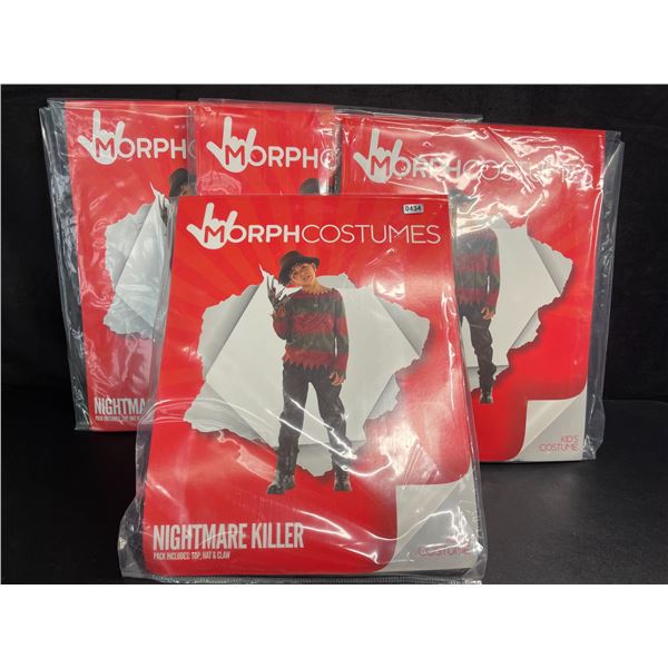 Lot of 4 MorphCostumes "Nightmare Killer" Freddy Krueger Kids Costume Sets (Size M) - New