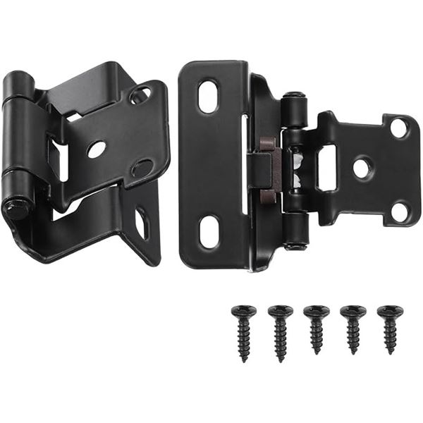 20PCS Cabinet Door Hinges; 1/2" Overlay Cabinet Hinges; Self-Closing Design (Black) - New