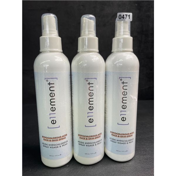 3 Bottles of e11ement Hypochlorous Acid Face & Skincare Sprays - 240ml Each - New Sealed