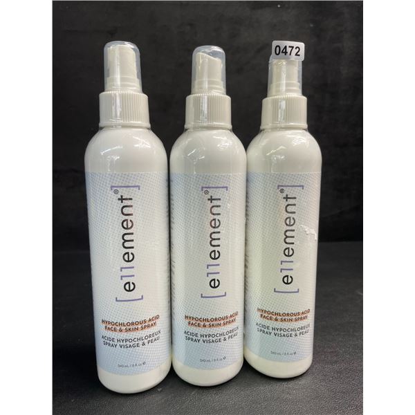 3 Bottles of e11ement Hypochlorous Acid Face & Skincare Sprays - 240ml Each - New Sealed
