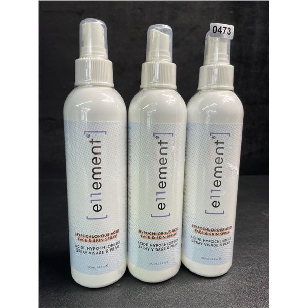 3 Bottles of e11ement Hypochlorous Acid Face & Skincare Sprays - 240ml Each - New Sealed