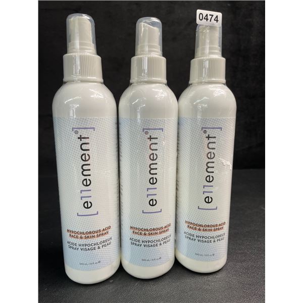 3 Bottles of e11ement Hypochlorous Acid Face & Skincare Sprays - 240ml Each - New Sealed