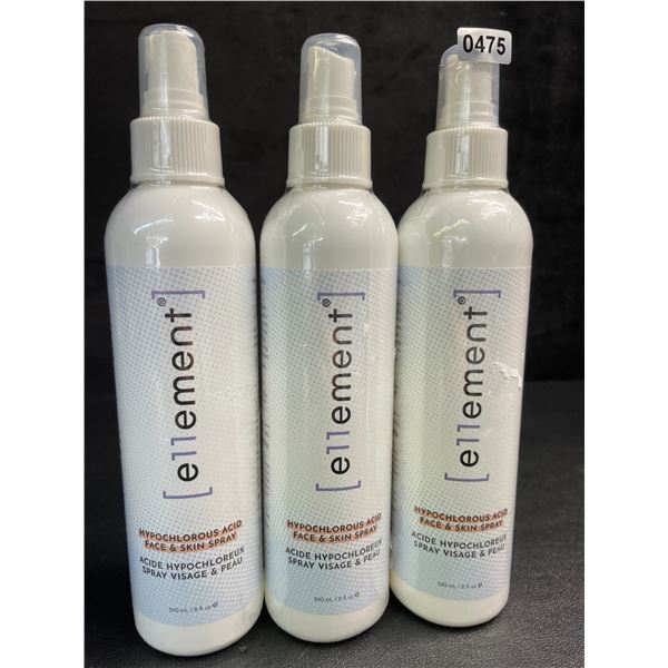 3 Bottles of e11ement Hypochlorous Acid Face & Skincare Sprays - 240ml Each - New Sealed