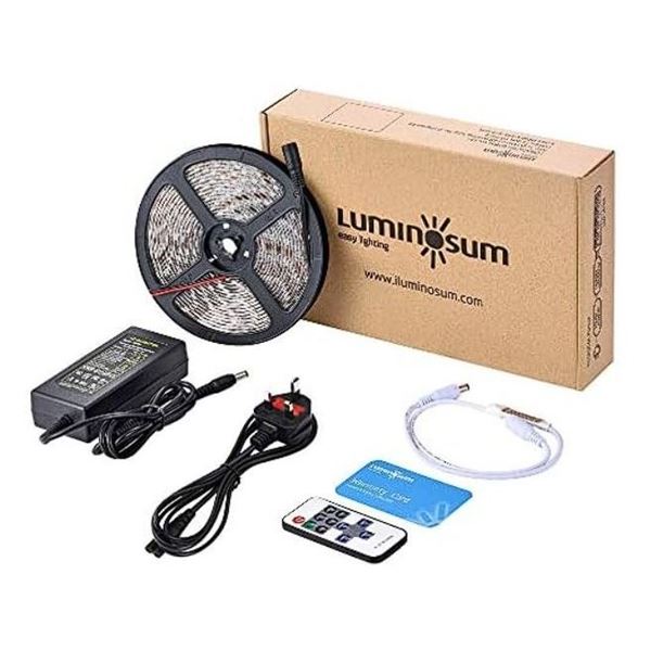 LuminoSum 16.4FT LED Warm White LED Strip Light Kit (Waterproof) with Remote Control - New in Box