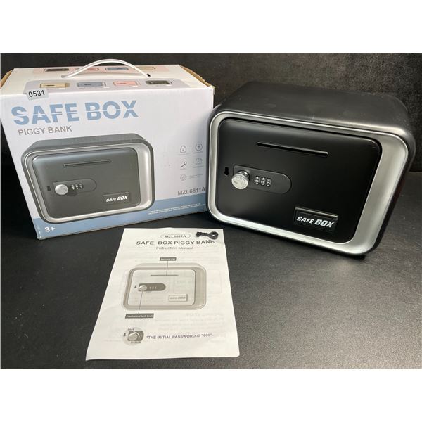 Safe Box/Keepsake Piggy Bank Box with Key/Passcode (Black) Money Safe for Kids - New