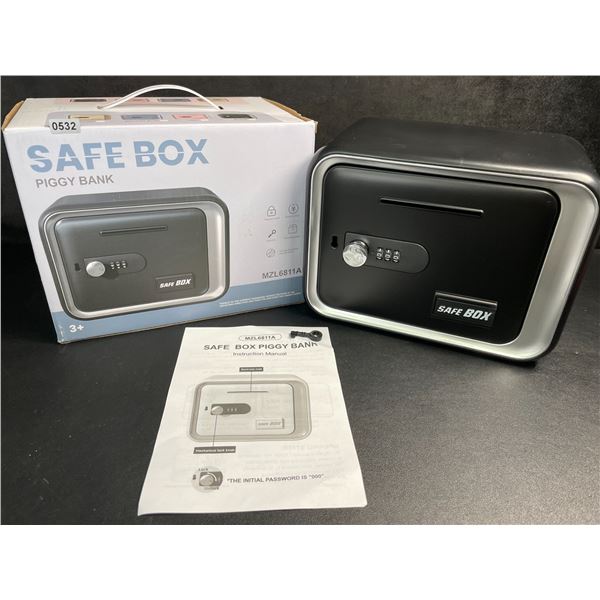 Safe Box/Keepsake Piggy Bank Box with Key/Passcode (Black) Money Safe for Kids - New