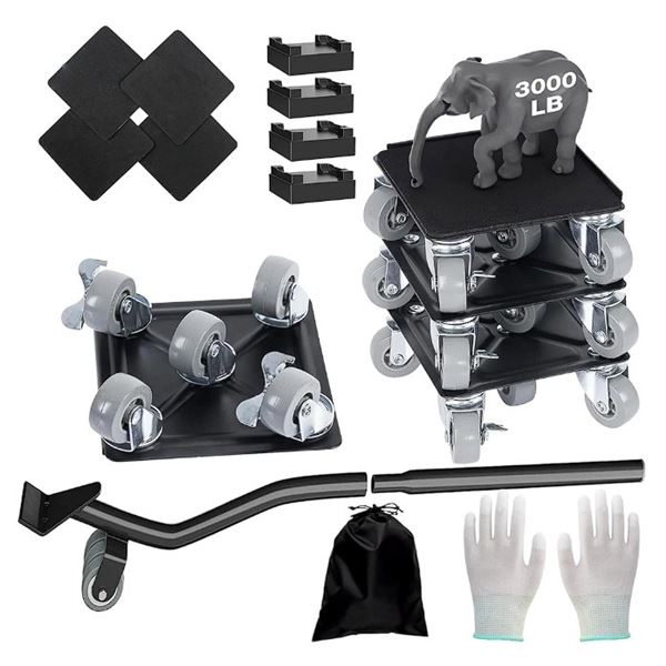 4PC Heavy-Duty 3000LB Capacity Furniture Movers Tool Set; 5-Wheel Furniture Movers - New in Box!