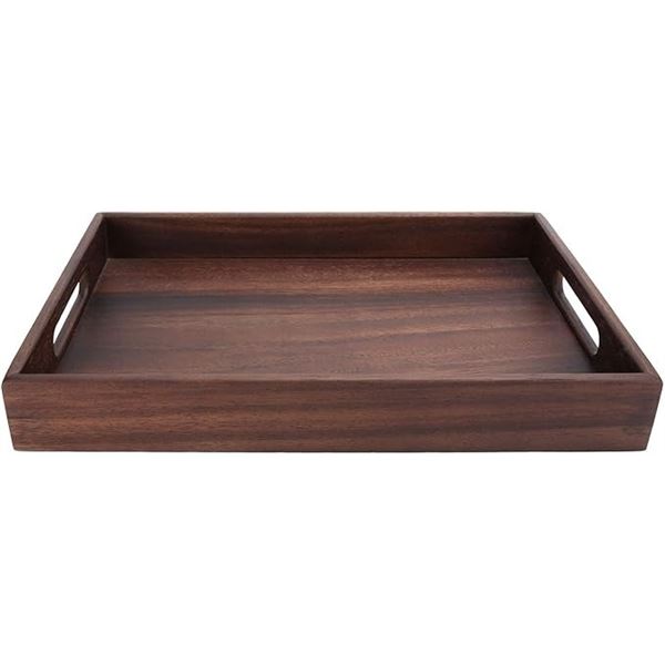 Solid Walnut Wood Tray - Rectangular Japanese Style Tea Tray - 13.4" x 9.1" - New