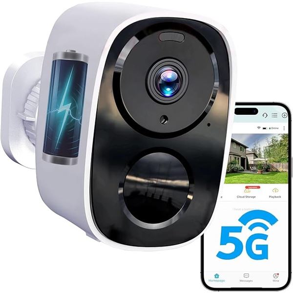 Dual-Band 2K Wireless Security Camera for Outdoors; 2-Way Talk, Motion Detection, Waterproof - New