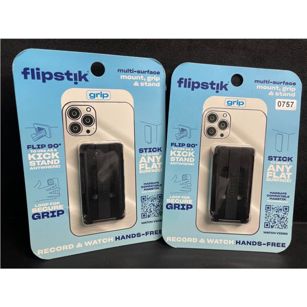 Lot of 2 Flipstik Multi-Surface Mount, Grip, & Stand Phone Attachments - New