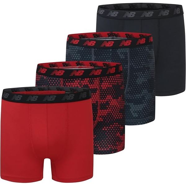 4-Pack of New Balance Performance Boys Boxer Briefs (Size M) Lightweight/Breathable - New