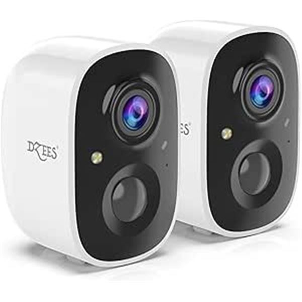 Dzees 2-Pack 2K Wireless Outdoor Smart Home Security Cameras; Night Vision, Waterproof - New Sealed!
