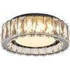 Image 1 : LED 11-Inch Dimmable Black Crystal Flush Mount Ceiling Light Fixture; Modern Round Design - NEW