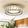 Image 6 : LED 11-Inch Dimmable Black Crystal Flush Mount Ceiling Light Fixture; Modern Round Design - NEW