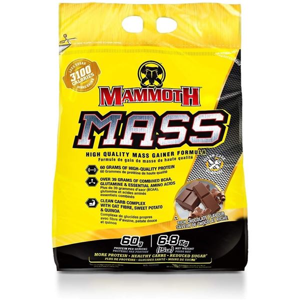 15LB Bag of Mammoth MASS Chocolate Flavour Protein Powder - New Sealed!