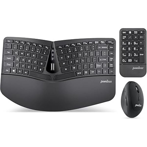 Perixx Periduo-606 Wireless 3-in-1 Combo with Ergonomic Keyboard,Vertical Mouse & Numeric Keypad NEW